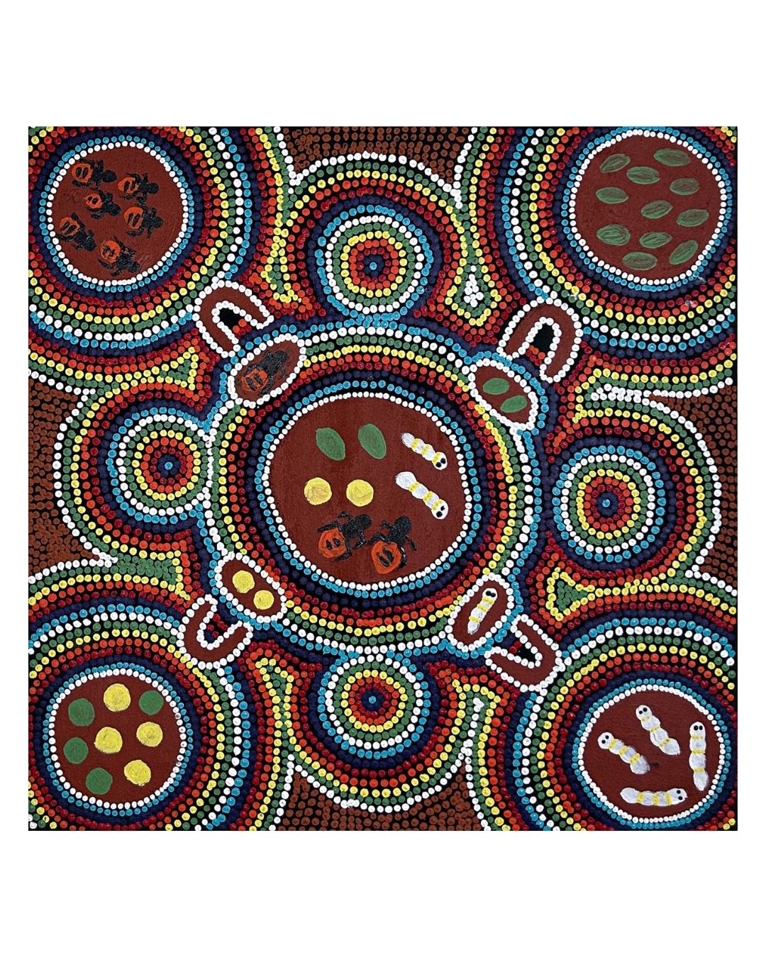 Hunting for bush tucker, 61x61cm