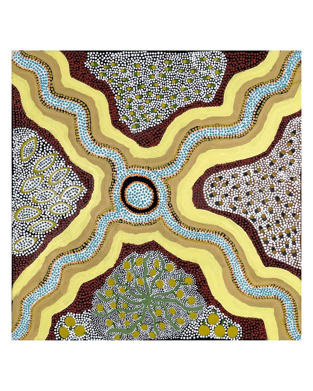 Bush tucker in the floodway, 61x61cm