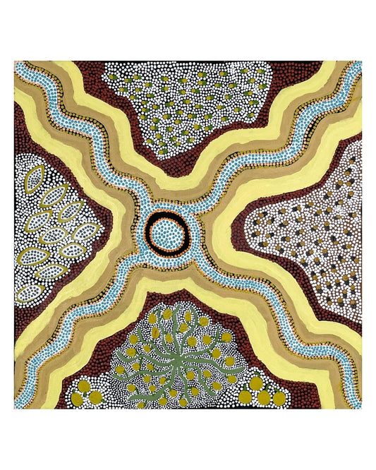 Bush tucker in the floodway, 61x61cm