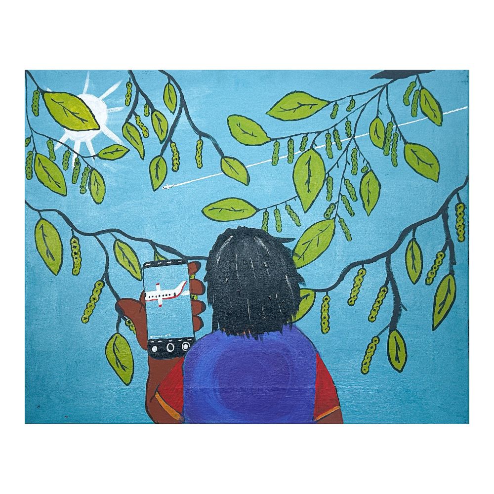 Plane watching, 61x76cm